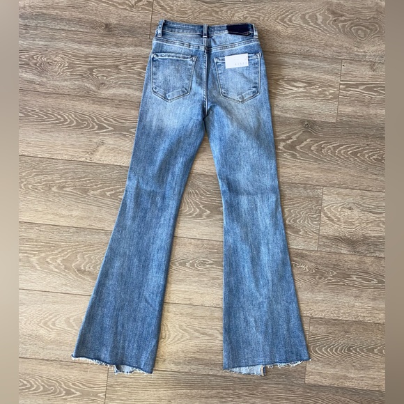 Risen High Rise Twisted Hem Flare Jeans - Picture 7 of 10